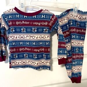 Harry Potter Toddler Long Sleeve Pyjama Set Blue Maroon Size 18 months